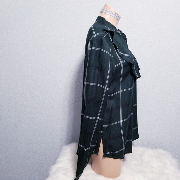 Sanctuary womens green ruffle print shirt top blouse MEDIUM - Picture 5 of 6